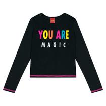 Blusa Infantil Feminino Manga Longa em Meia Malha Kyly