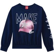 Blusa Infantil Feminino Manga Longa em Moletinho Leve Kyly
