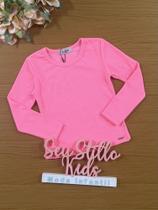 Blusa Infantil Kukie Inverno Canelada Rosa Neon