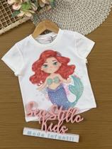 Blusa Infantil Kukiê Verão Branca Princesa Ariel