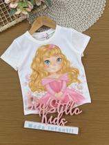 Blusa Infantil Kukiê Verão Branca Princesa Aurora Blusa Infantil Kukiê Verão Branca Princesa Aurora