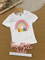 Blusa Infantil Kukiê Verão Branca Smile Arco-íris Tamanho:14Cor:Branco