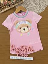 Blusa Infantil Kukiê Verão Rosa Ursinha Ginasta