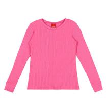 Blusa Infantil Kyly Manga Longa Básica Canelada Rosa