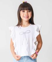 Blusa Infantil Laços Babado Marisa Tam 4 a 10 Off Whit-78226 Blusa Infantil Laços Babado Marisa Tam 4 a 10 Off Whit-78226