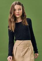 Blusa Infantil Lilimoon Manga Longa com Apliques