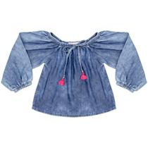 Blusa Infantil Look Jeans Bata Ciganinha Jeans
