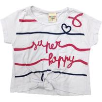 Blusa infantil m/c have fun super happy - amarração cintura