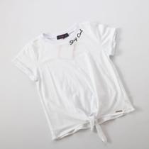 Blusa Infantil Malha Branca com Amarração na Cintura Blusa Infantil Malha Branca com Amarração na Cintura