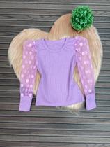 Blusa Infantil Manga Bufante Tule Mini Diva Blogueirinha