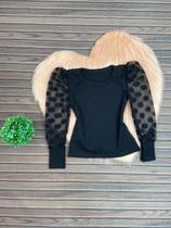 Blusa Infantil Manga Bufante Tule Mini Diva Blogueirinha