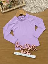 Blusa Infantil Manga Longa com Proteção Solar Kukiê Verão Lilás Neon Tamanho:12Cor:Lilás