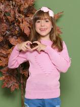 Blusa Infantil Manga Longa Coração Rosa - tam. 10 Blusa Infantil Manga Longa Coração Rosa - tam. 10