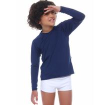 Blusa Infantil Manga Longa de Proteção UV50+ Azul Marinho