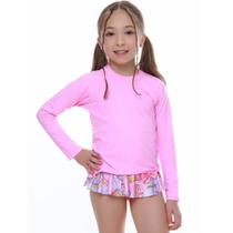 Blusa Infantil Manga Longa de Proteção UV50+ Rosa Bebê Cecí