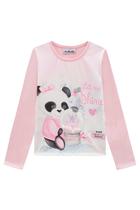 Blusa Infantil Manga Longa em Termoskin Pandinha c/Pompom Interativo - Kukie
