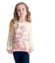 Blusa Infantil Manga Longa Hello Rovitex Kids Bege