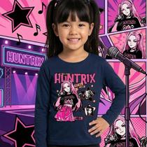 Blusa Infantil Manga Longa Huntrix Personagens Zoey e Mira