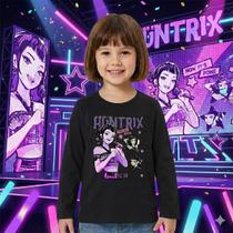 Blusa Infantil Manga Longa Huntrix Personagens Zoey e Mira