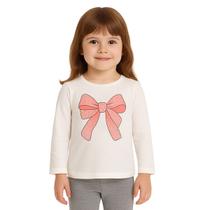 Blusa Infantil Manga Longa Menina Laço com Strass Algodão Kyly