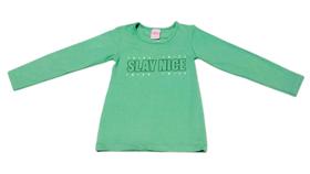 Blusa Infantil Manga Longa Menina Verde Pastel Algodão