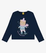 Blusa Infantil Manga Longa Ursinho Rovi Kids Azul