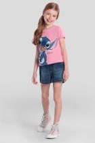 Blusa infantil menina brilhante do Stitch Brandili