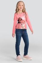 Blusa infantil menina da Moana com glitter Brandili Rosa