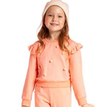 Blusa Infantil Menina em Molecotton Peluciado com Detalhes