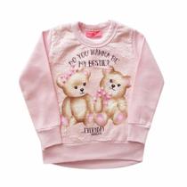 Blusa Infantil Menina Em Moletom C/Fleece Ursos Rosa Serelepe Blusa Infantil Menina Em Moletom C/Fleece Ursos Rosa Serelepe