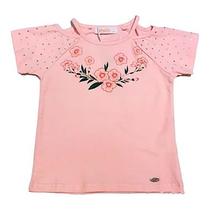 Blusa Infantil Menina Flores Ombro Vazado