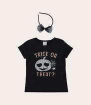 Blusa Infantil Menina Halloween Trick Or Treat Acompanha Tiara Meia Malha Malwee Kids