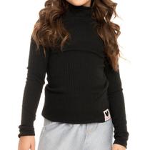 Blusa Infantil Menina Inverno Ribana Canelada Preto - By Gus Blusa Infantil Menina Inverno Ribana Canelada Preto - By Gus