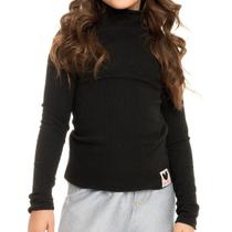 Blusa Infantil Menina Inverno Ribana Canelada Preto - By Gus Blusa Infantil Menina Inverno Ribana Canelada Preto - By Gus