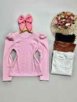 Blusa Infantil Menina Manga Longa Bufante Com Strass Ribana Mini Diva Blogueirinha Inverno Blusa Infantil Menina Manga Longa Bufante Com Strass Ribana Mini Diva Blogueirinha Inverno