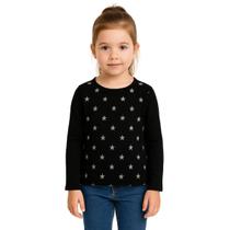 Blusa Infantil Menina Manga Longa com Estampa de Estrelinhas Kyly