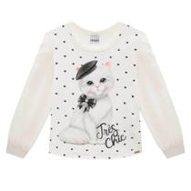 Blusa Infantil Menina Manga Longa em Cotton e Tule Infanti