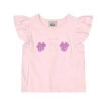 Blusa Infantil Menina Meia Malha Minnie Rosa -Brandili Mundi