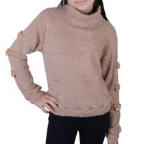 Blusa Infantil Menina Modernice Tricot Ursinhos ML Bege