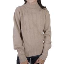 Blusa Infantil Menina Pixe Love Tricot Bege Kaqui - 810031