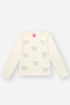 Blusa Infantil Menina Strass Ursinho Natural Mundo Cinti