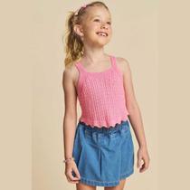 Blusa Infantil Menina Verão Cropped Regata Em Tricot KUKIÊ Cor:RosaTamanho:8