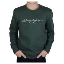 Blusa Infantil Menino King&Joe Moletom Slim Verde Militar