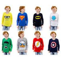 Blusa infantil menino manga longa personagem