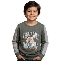 Blusa Infantil Moletom Estampa Urso Cool Meninos Luxo -
