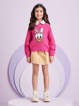 Blusa Infantil Momi Inverno Tricot Rosa Margarida