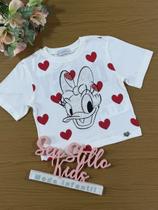 Blusa Infantil Momi Verão Branca Daisy Corações Disney