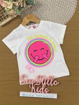 Blusa Infantil Momi Verão Branca Emoji Smile
