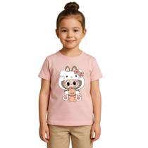Blusa Infantil Pop Monstros Labubu T-Shirt De Menina Com Estampa Divertida Blusa Infantil Pop Monstros Labubu T-Shirt De Menina Com Estampa Divertida