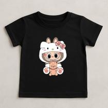 Blusa Infantil Pop Monstros Labubu T-Shirt De Menina Com Estampa Divertida